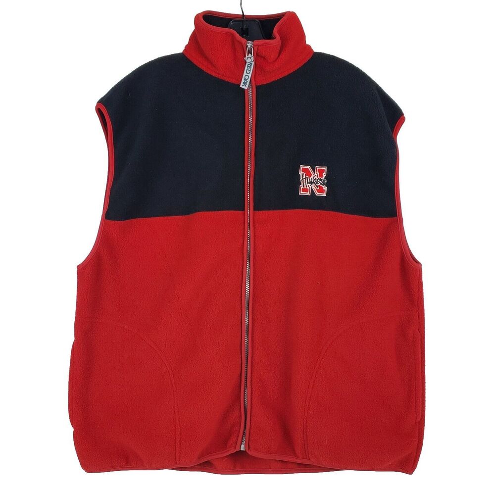 Vintage NEBRASKA CORNHUSKERS Vest Adult Large Red Black Fleece College Football